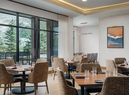 Dining area at The Hoffmann Hotel in Basalt near Aspen and Glenwood Springs.